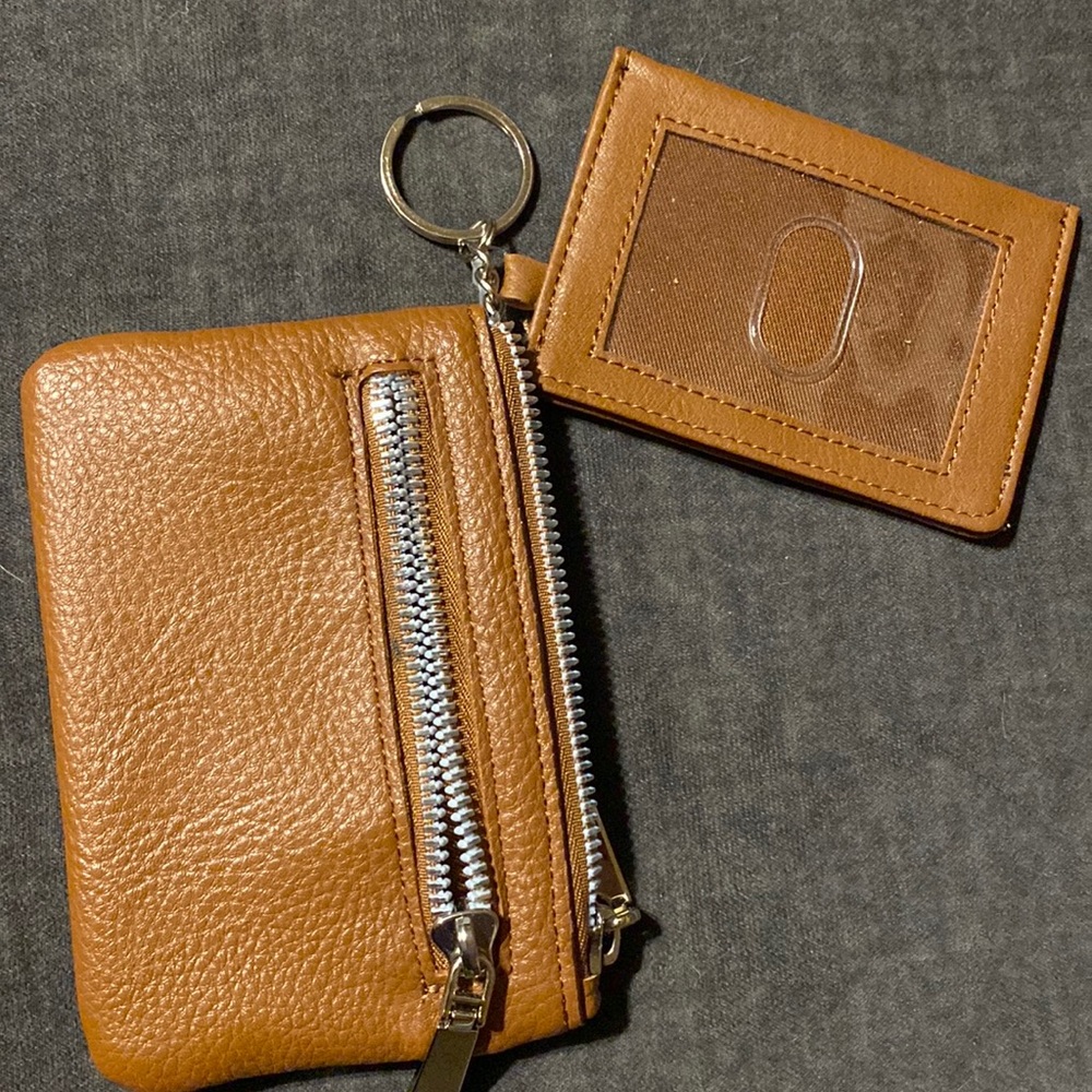 Genuine leather change & card wallet NEW